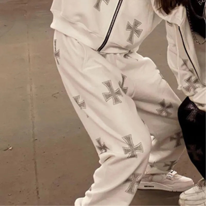 Felpa con cappuccio, zip e strass stile Y2K