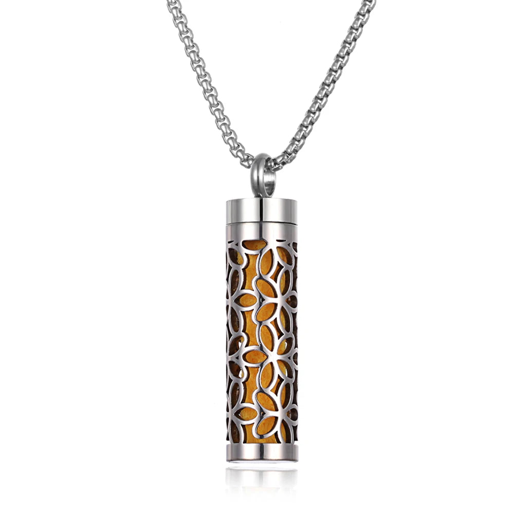 Collana diffusore profumo in acciaio – Aromaterapia wearable argento con spugnetta interna