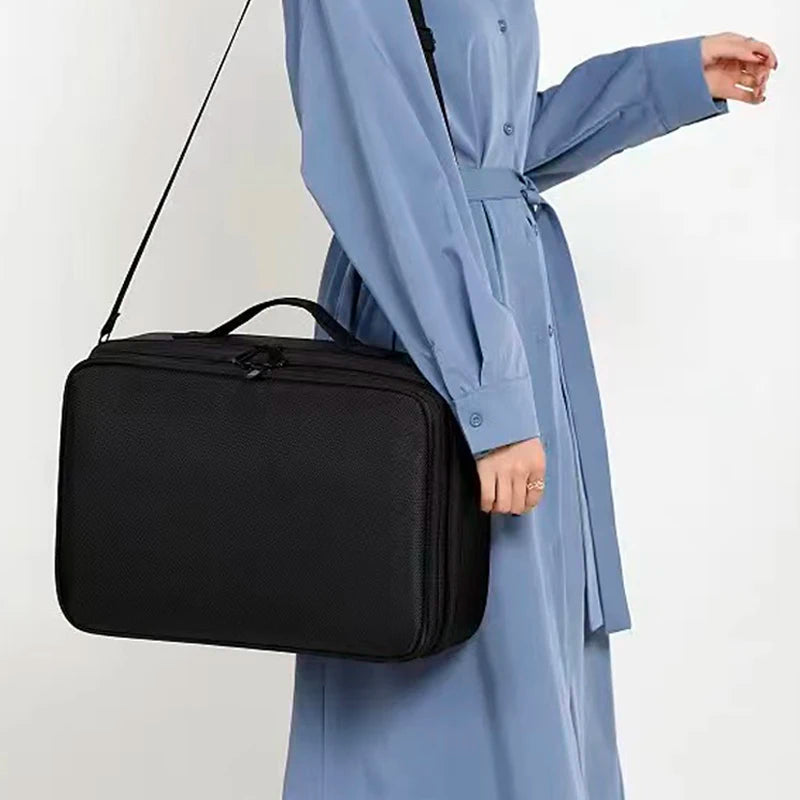 Borsa cosmetici grande in tessuto Oxford – beauty case da viaggio donna grande capacità, organizer make-up waterproof