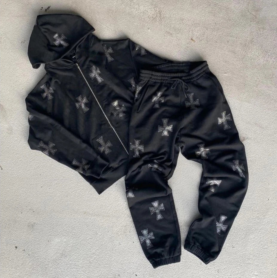 Felpa con cappuccio, zip e strass stile Y2K