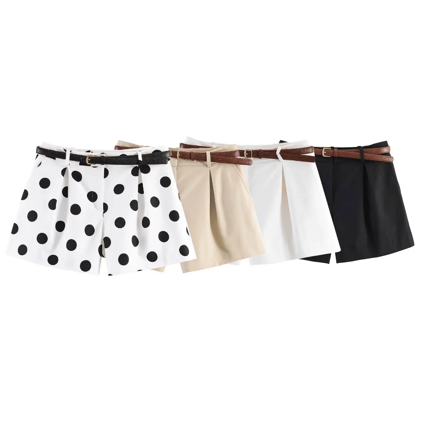 Shorts Donna a Pois Vita Alta – Pantaloncini Estivi Casual Chic