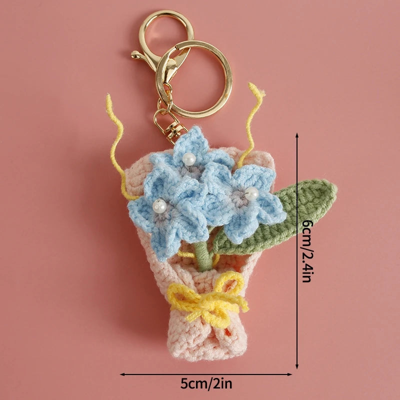 Portachiavi fiore all’uncinetto artigianale – charm amigurumi handmade per borse e chiavi