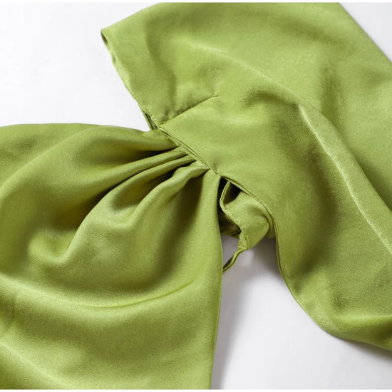 Abito da sera in raso con fiocco per donna – abito elegante schiena scoperta