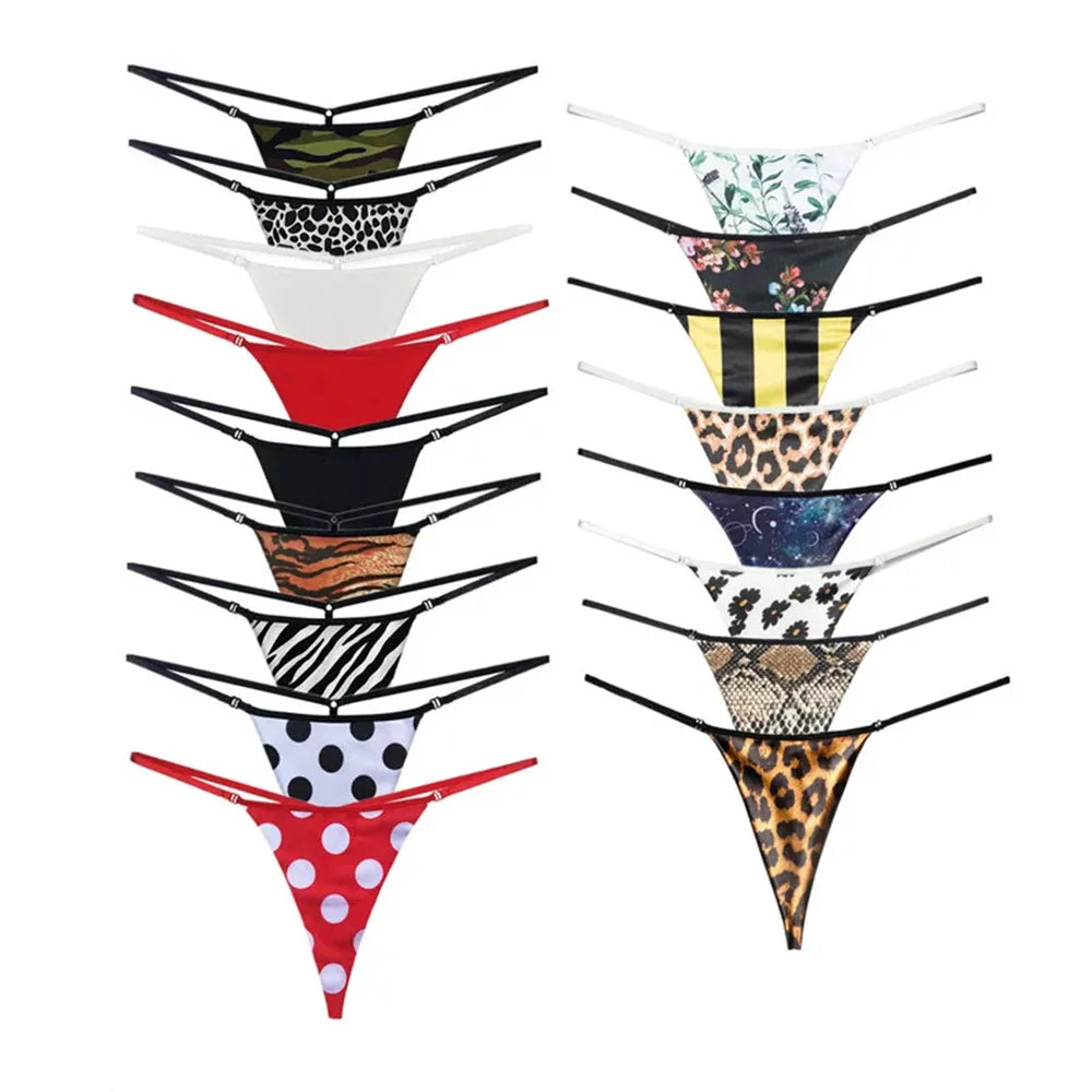 Perizoma sexy a due strati in cotone con schiena a T, da donna, a vita bassa, con stampa zebra/serpente/leopardo, senza cuciture