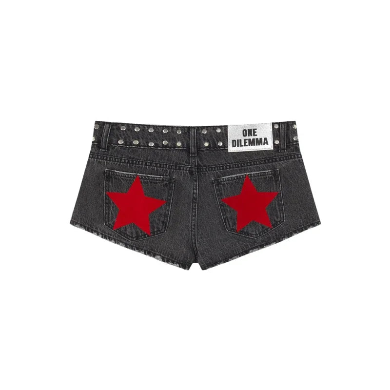 Shorts Jeans Donna Y2K con Stelle – Hot Pants Denim Streetwear