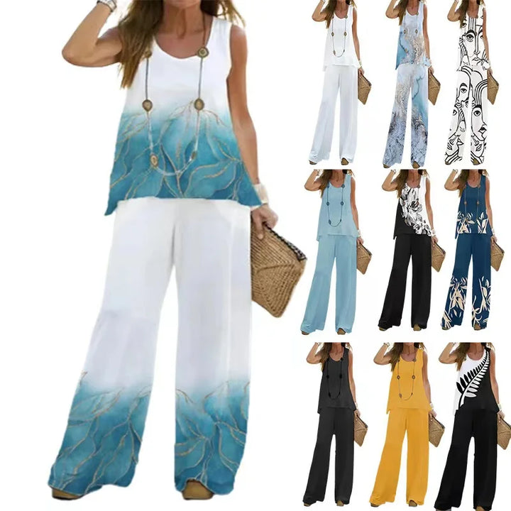 Top smanicato e pantaloni ampi – coordinato estivo fresco e casual-chic