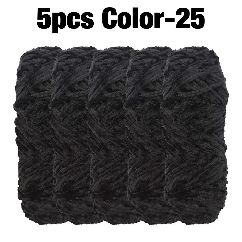 Set 5 rotoli filato ciniglia velluto 100 g – filo morbido e caldo per coperta, maglione, cuscini, DIY