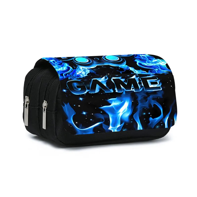 Game Controller Double Layered Flip Pen Case for Boy and Girls Best Gifts 2D Cartoon School Supplies Pencil Case for Children