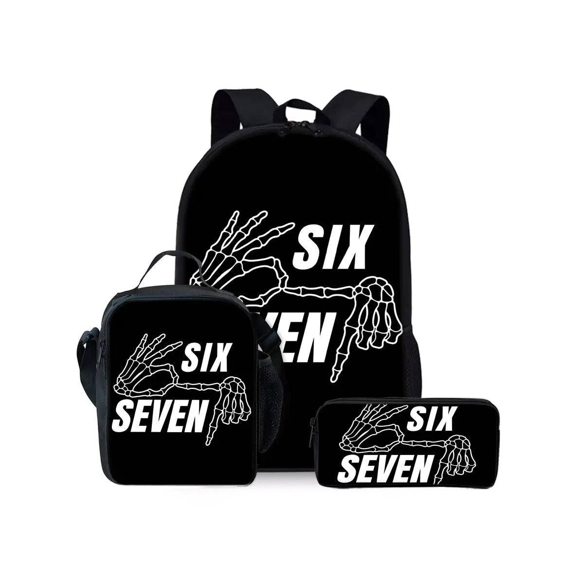 New Colorful Number 67 Print Three Piece Set Backpacks for Boy and Girls Best Gifts 2D Flat Cartoon School Bag for Children