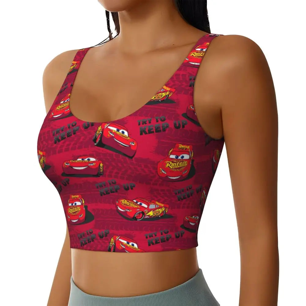 Maglia cars SaettaMcQueen Donna | Cartoon Fitness Crop Top Cars