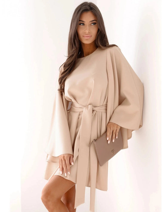 Mini vestito donna maniche lunghe 2025 – vestito elegante a manica lunga tono unito