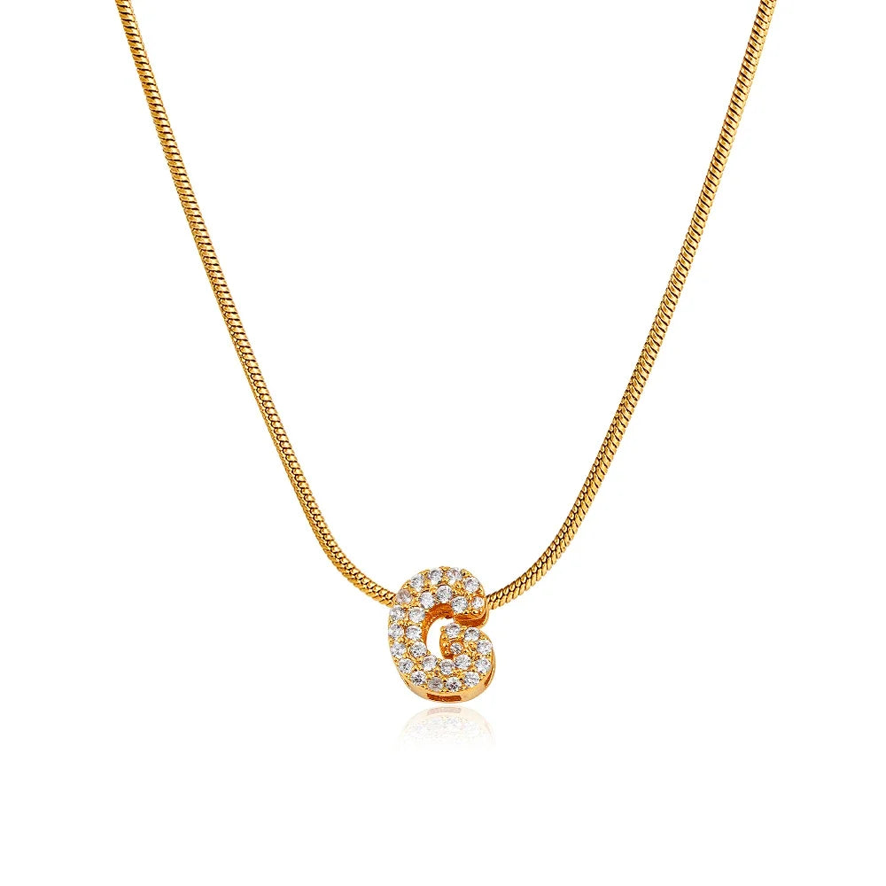 Collana iniziale personalizzabile A–Z con pavé di zirconi – acciaio, elegante