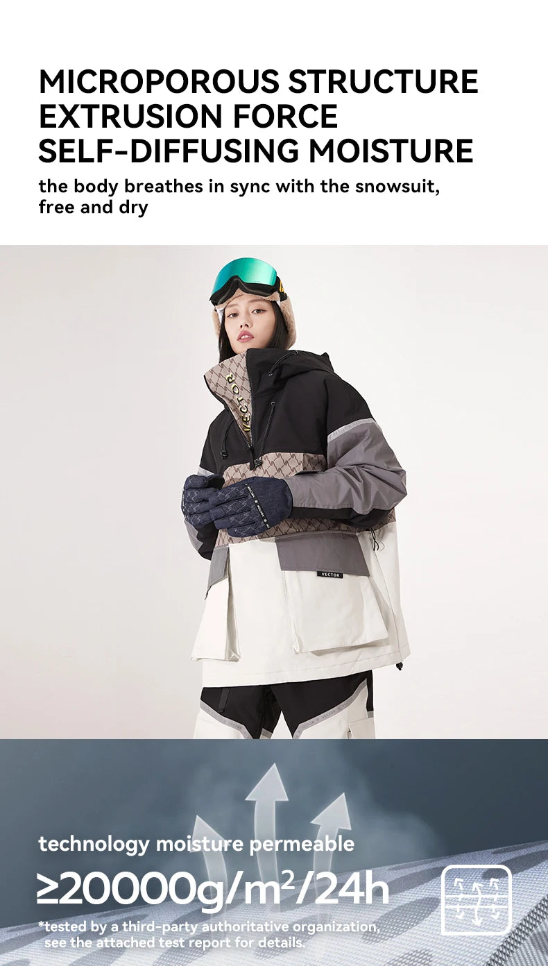 Tuta da sci unisex con cappuccio e dettagli riflettenti – giacca imbottita, impermeabile e termica per sport invernali