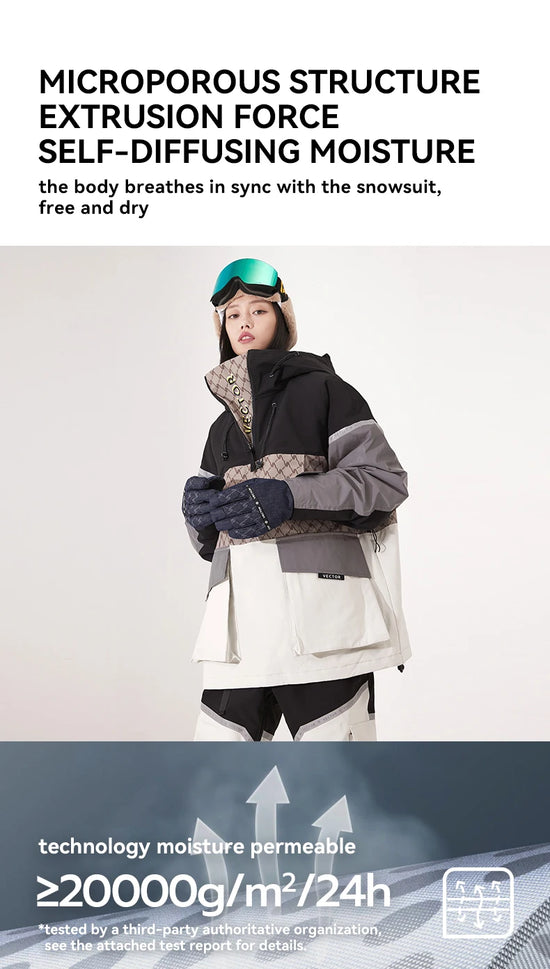 Tuta da sci unisex con cappuccio e dettagli riflettenti – giacca imbottita, impermeabile e termica per sport invernali