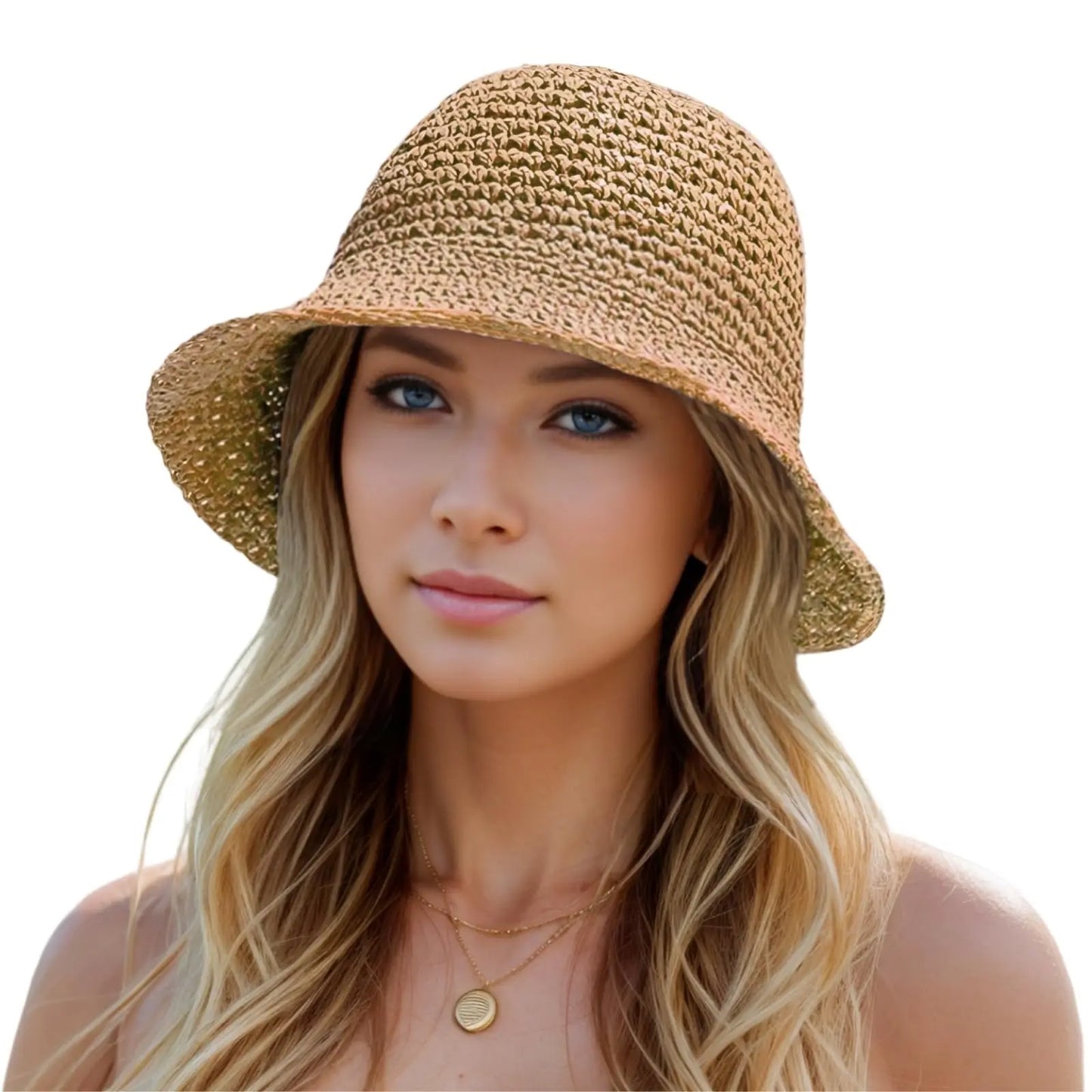 Cappello Estivo Donna in Paglia Khaki Beige o Rosa – Protezione UV e Stile Casual per la Spiaggia