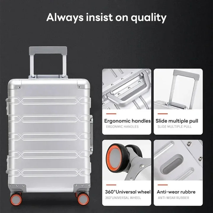 Valigia 10kg 15kg 20kg in alluminio con ruote 360° e lucchetto TSA – Trolley rigido leggero da cabina e stiva