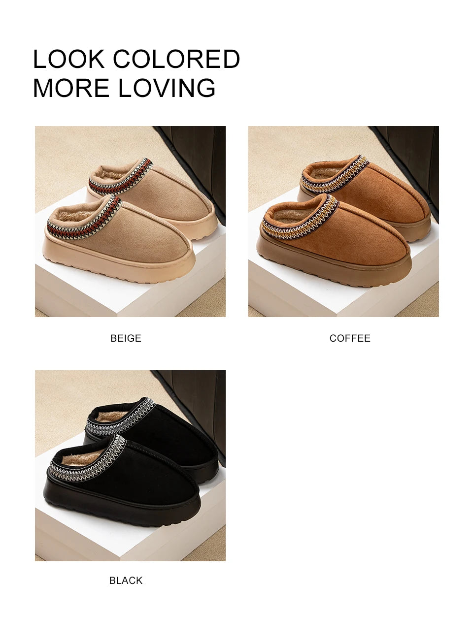 Slippers donna invernali ricamate antiscivolo ‒ pantofole plush indoor/outdoor con suola spessa e bordo caldo per l’inverno 2025