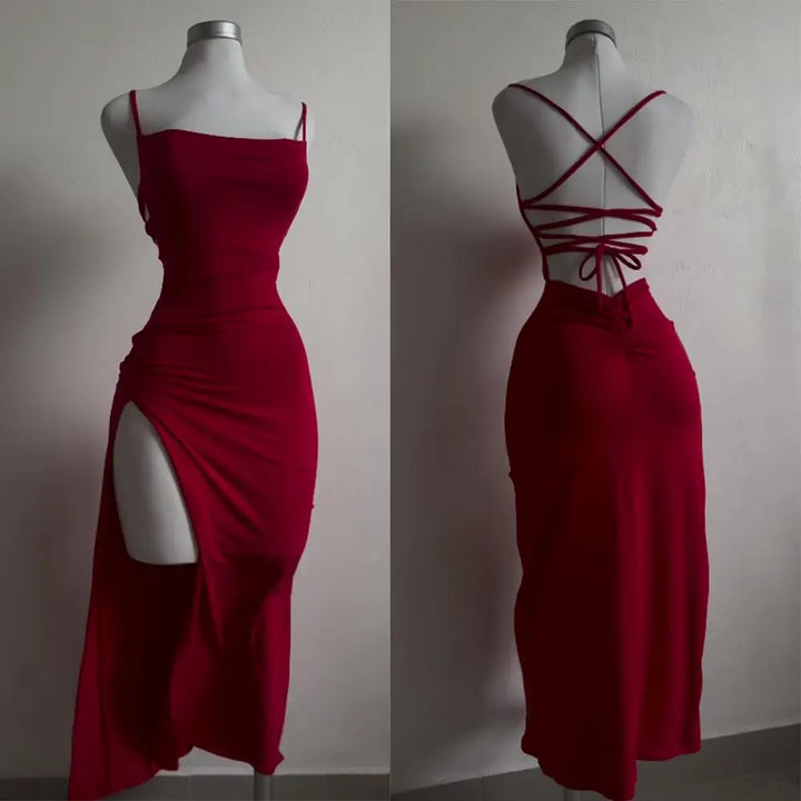Abito halter a maniche lunghe donna – vestito corto “bag-hip”, sensuale