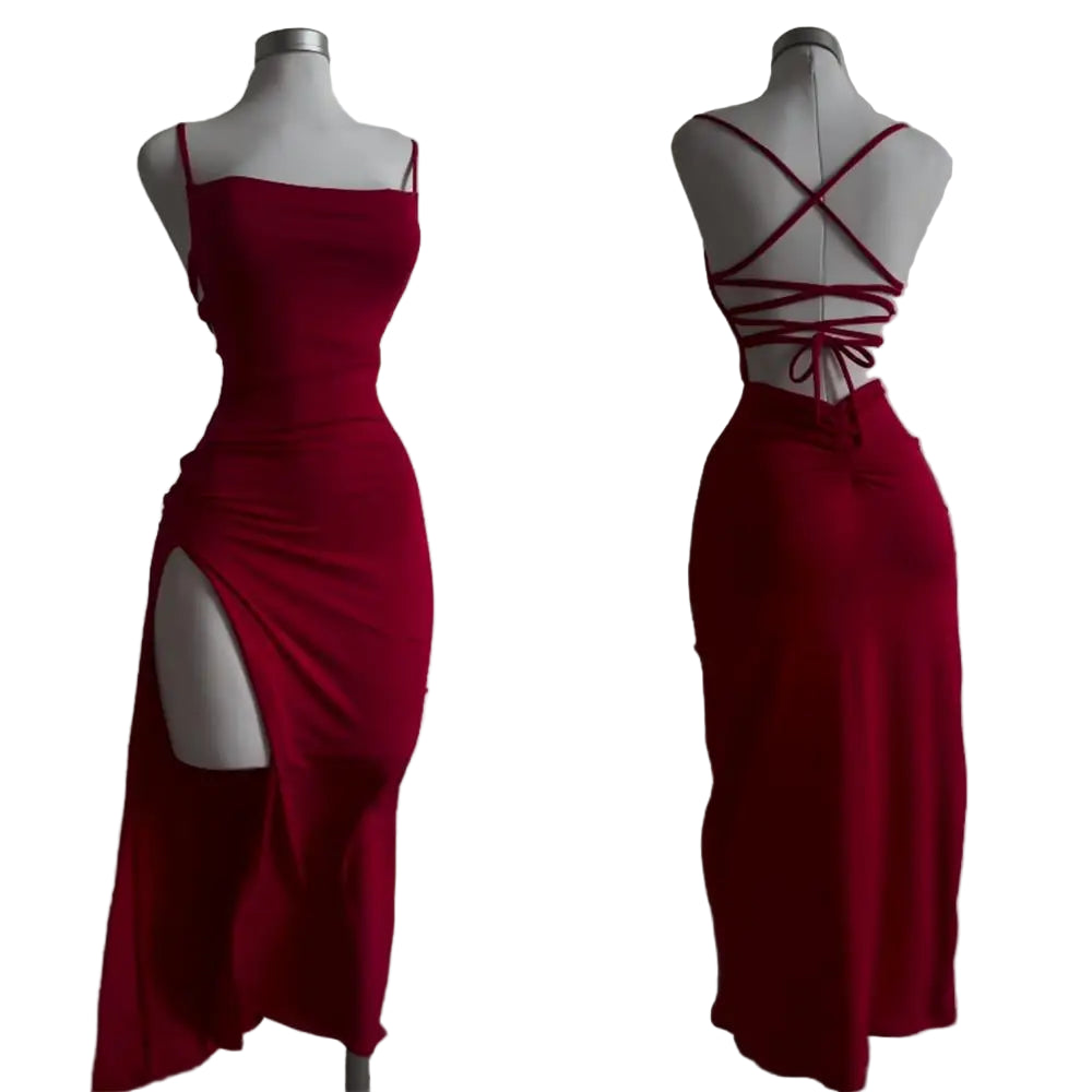 Abito halter a maniche lunghe donna – vestito corto “bag-hip”, sensuale