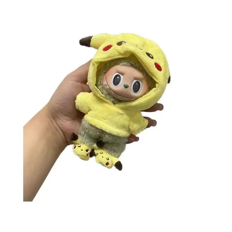 Set di abbigliamento per bambola Labubu da 17 cm – Tuta Pikachu con cappuccio e accessori