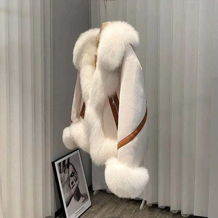 Cappotto corto in pelliccia sintetica volpe 2025 – giacca imbottita effetto fox fur, caldo e alla moda