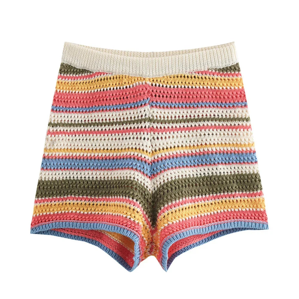 Co-ord donna 2025 – Cardigan rigato a maniche corte e shorts in coordinato