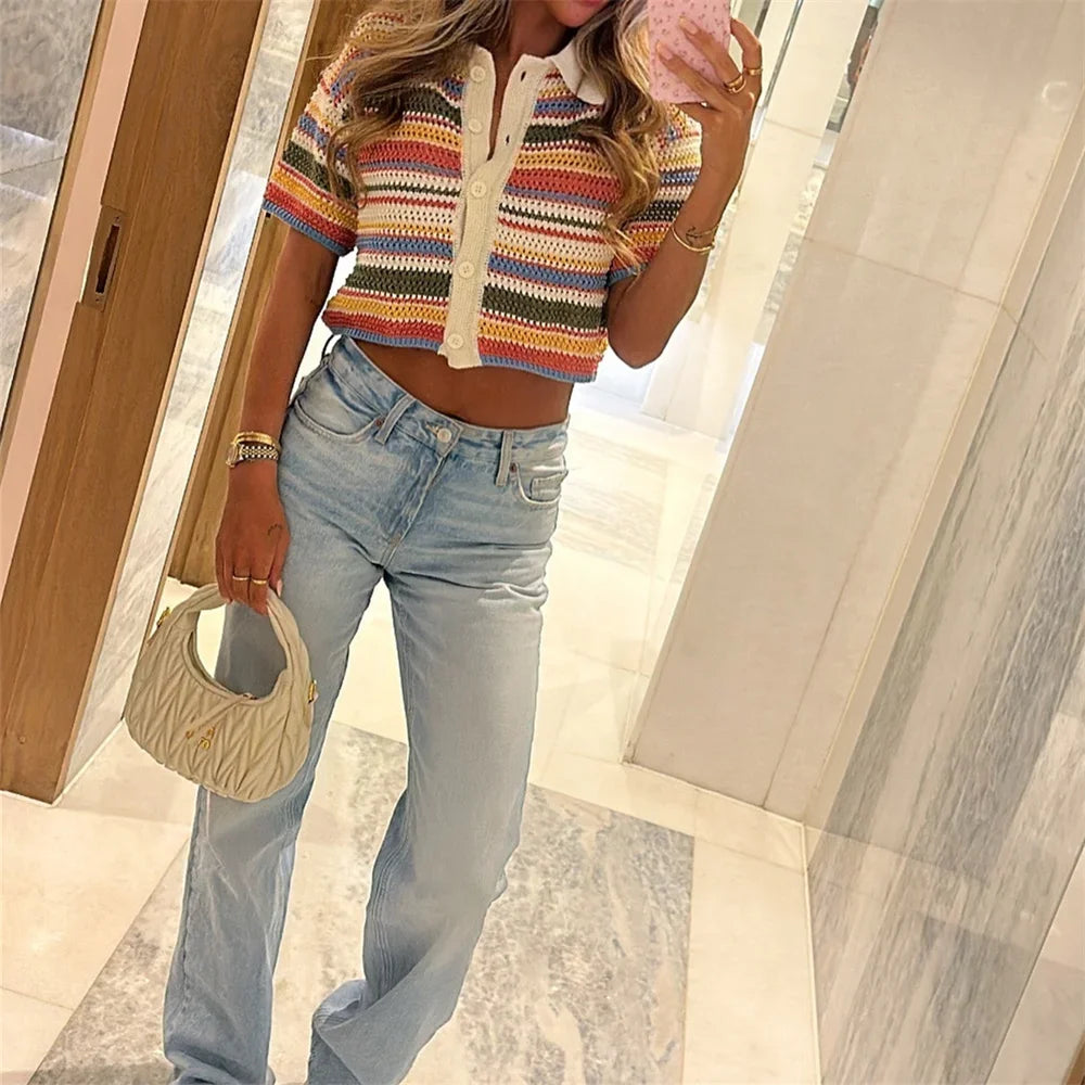 Co-ord donna 2025 – Cardigan rigato a maniche corte e shorts in coordinato