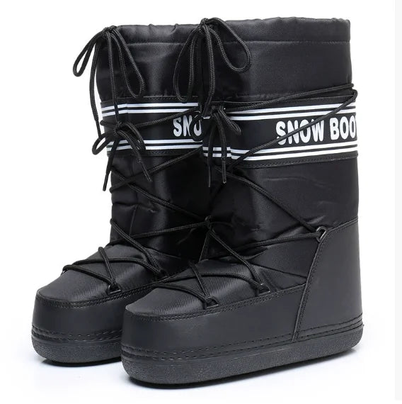 Stivali da neve donna 2026 con plateau e lacci – snow boots imbottiti invernali medio-polpaccio, calzatura fashion per neve e città