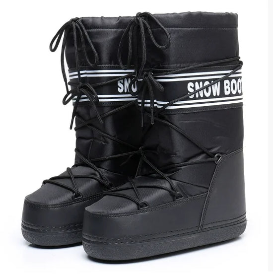 Stivali da neve donna 2026 con plateau e lacci – snow boots imbottiti invernali medio-polpaccio, calzatura fashion per neve e città