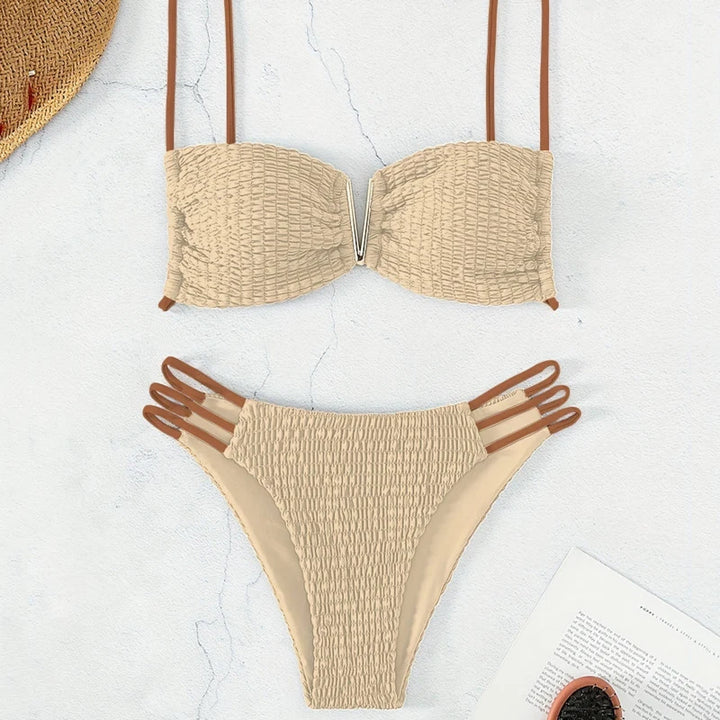 Bikini push-up sexy donna 2025 con laccetti e scollo profondo