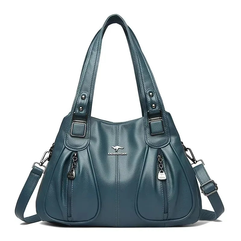 Borsa a tracolla donna con tasche e scomparti - Blu navy