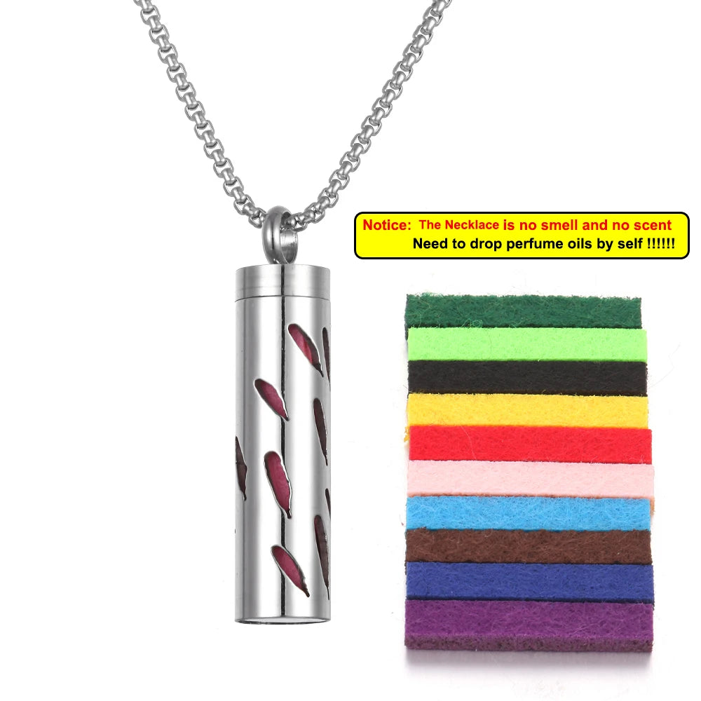 Collana diffusore profumo in acciaio – Aromaterapia wearable argento con spugnetta interna