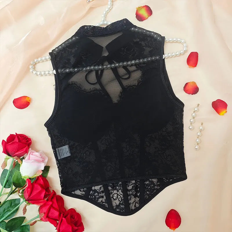 Top Corsetto in Pizzo Donna – Canotta Sexy Aderente