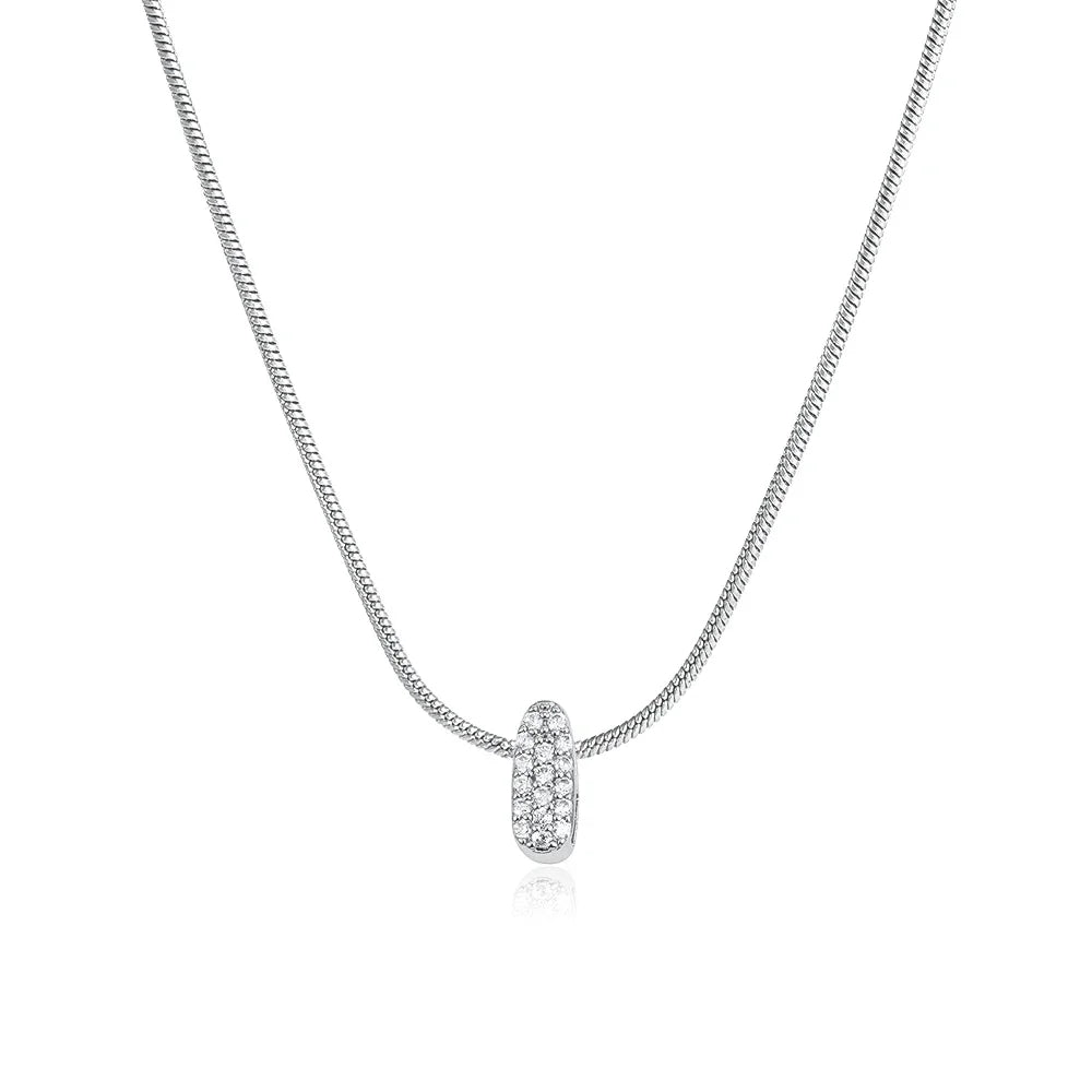 Collana iniziale personalizzabile A–Z con pavé di zirconi – acciaio, elegante