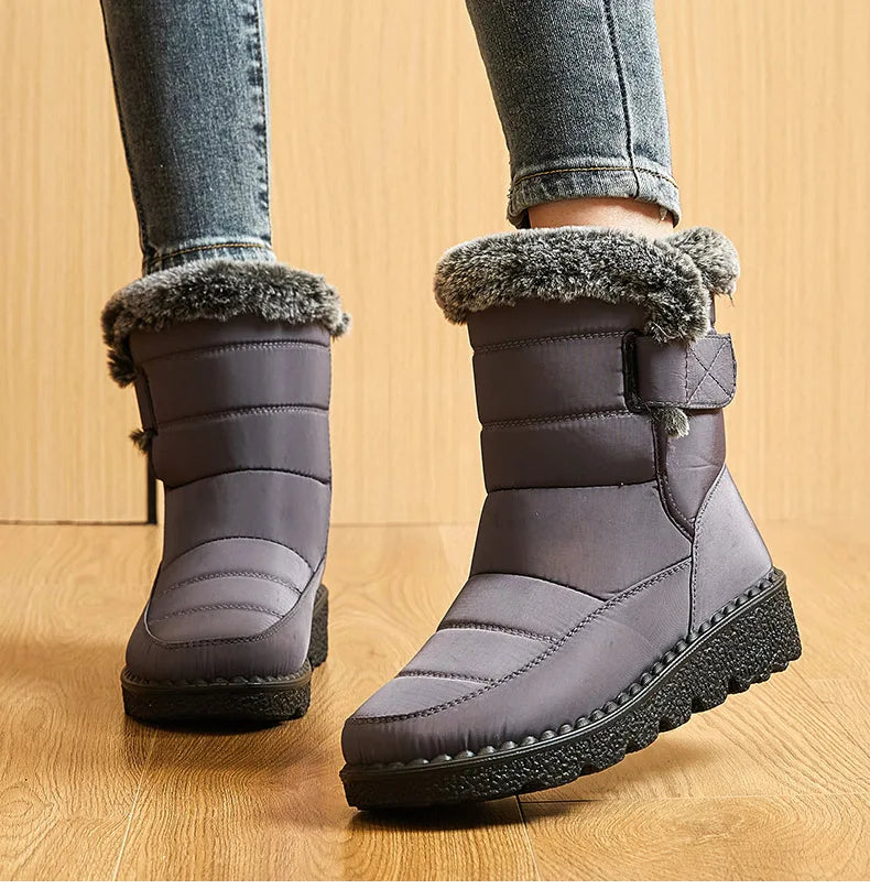 Stivali Invernali Donna – Ankle Boots Impermeabili con Pelliccia, Antiscivolo e Tacco Basso