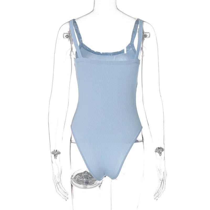 Bodysuit bianco body con senza spalline – aderente sexy da donna