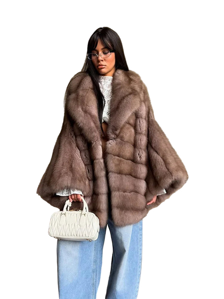 Cappotto lungo in pelliccia sintetica con colletto a revers – giacca maxi donna calda e lussuosa per l'inverno 2025
