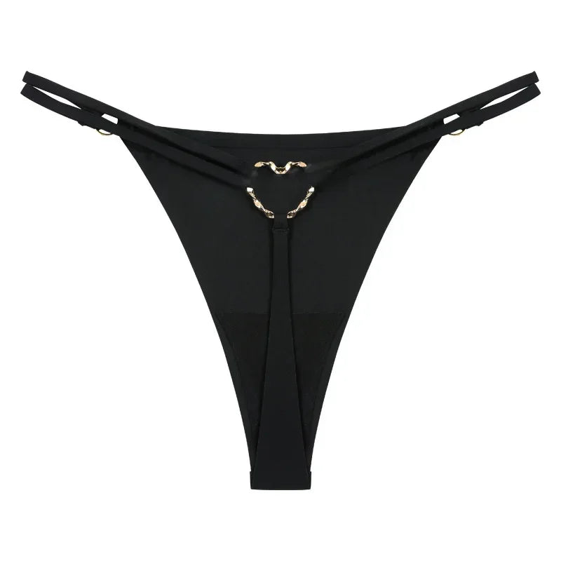 Perizoma sexy a vita alta con doppia fibbia "Love" – Slip minimalisti con cinturini sottili per un look seducente e traspirante