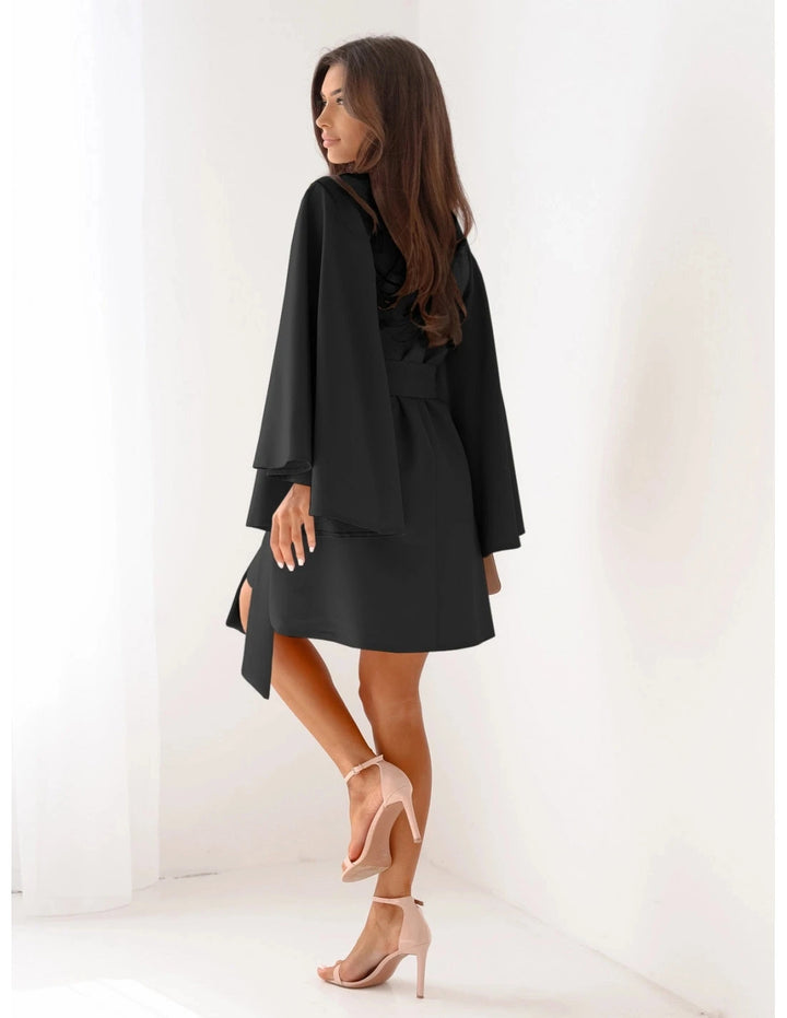 Mini vestito donna maniche lunghe 2025 – vestito elegante a manica lunga tono unito