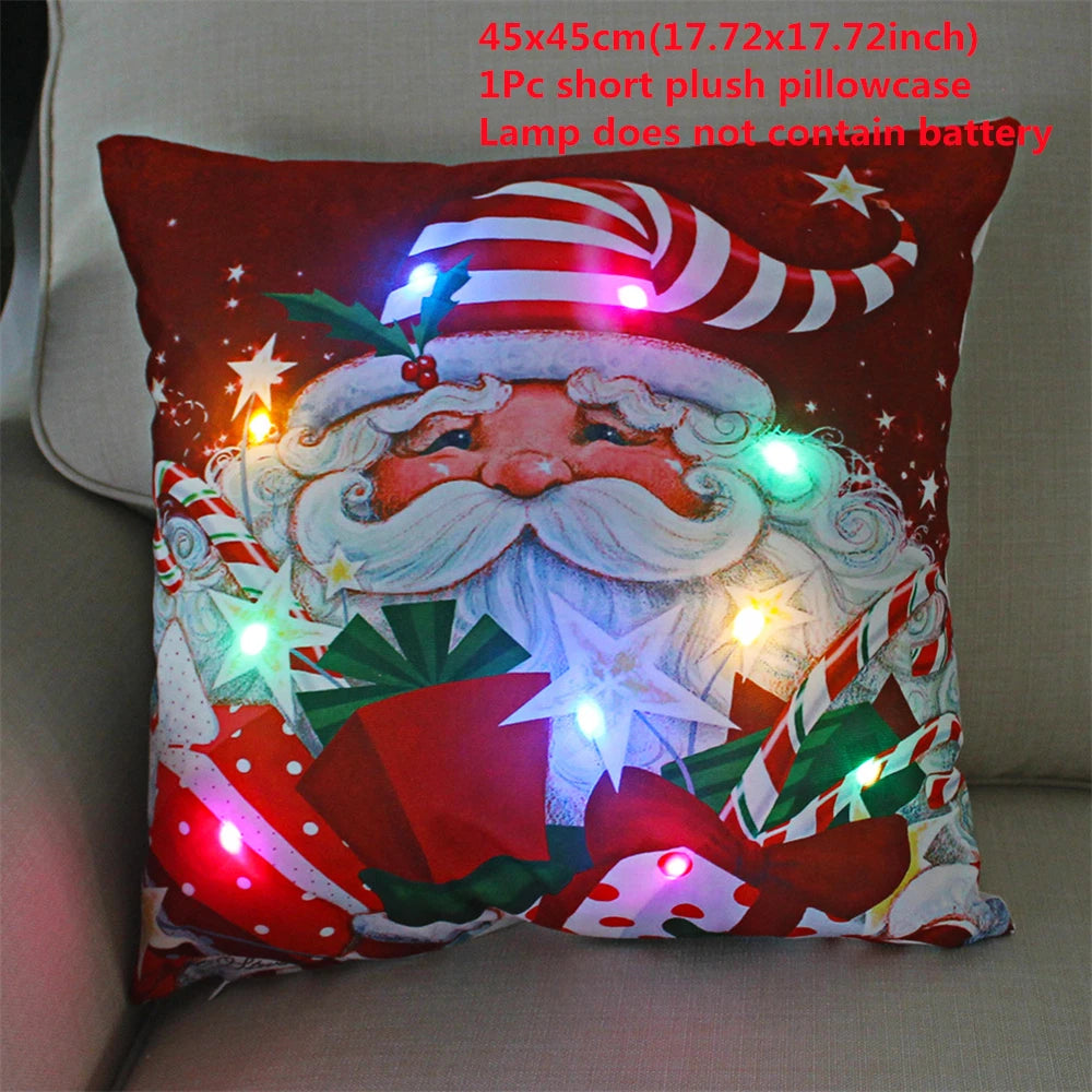 Copricuscino natalizio LED 45×45 cm ‒ federa luminosa decorativa per Natale, addobbo casa & divano