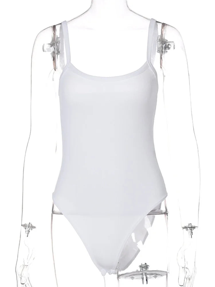Bodysuit bianco body con senza spalline – aderente sexy da donna