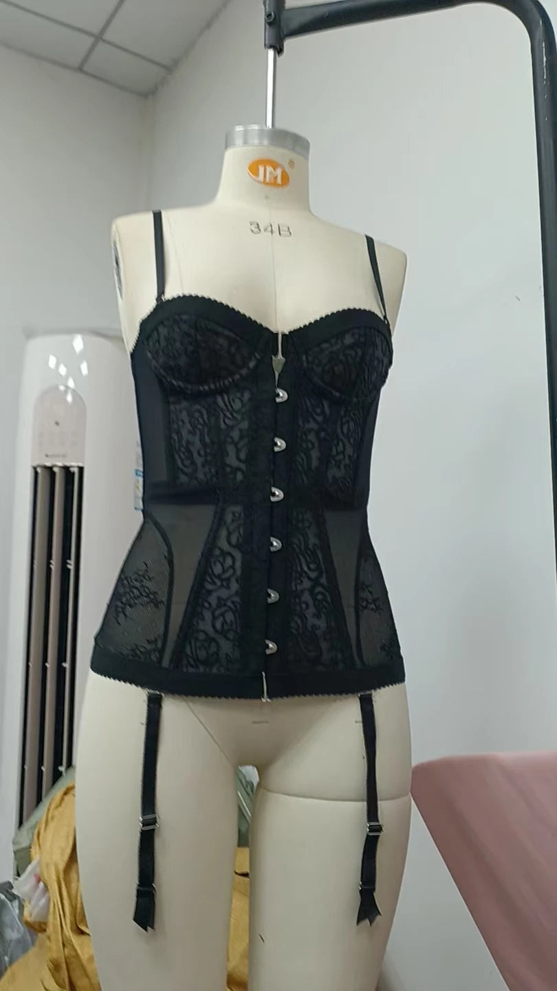 Corsetto Donna in Pizzo con Schiena Scoperta – Top Elegante Estivo con Spalline Sottili