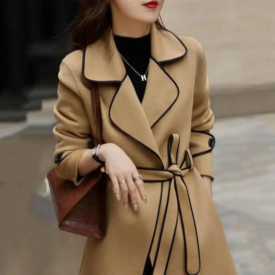 Cappotto donna doppio lato in lana – Korean style mid-length double-sided wool coat inverno 2025