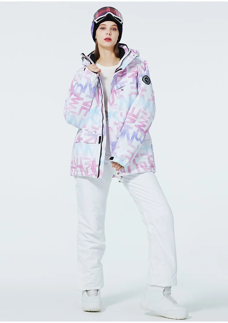 Tuta da sci donna impermeabile e antivento 2-pezzi – giacca + pantaloni snowboard invernale 2025, windproof & waterproof