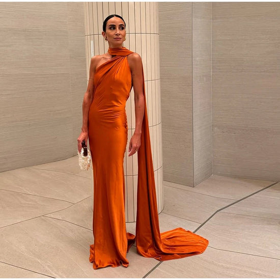 Abito da sera in raso con fiocco per donna – abito elegante schiena scoperta