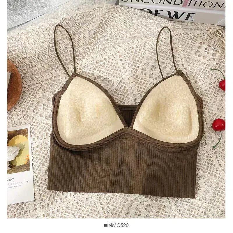 Crop Top tubino seamless donna – Sport brassière senza cuciture, streetwear estivo