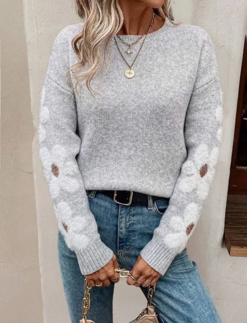 Pullover jacquard a fiori donna 2025 – Maglione elegante floreale knit per autunno/inverno, stile temperamento casual