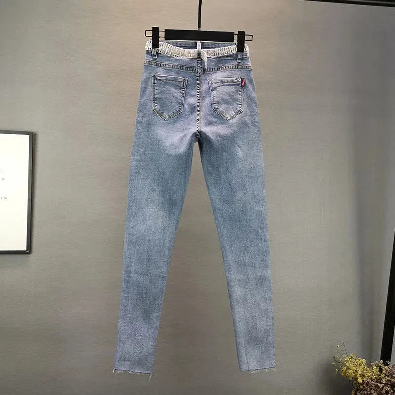 Jeans donna vita alta skinny 5XL – Denim elasticizzato primavera 2025