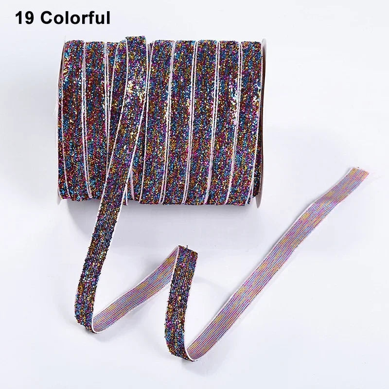 Nastro velluto glitter 10 mm – 50 metri multicolore per decorazioni, fai-da-te, confezioni regalo e artigianato