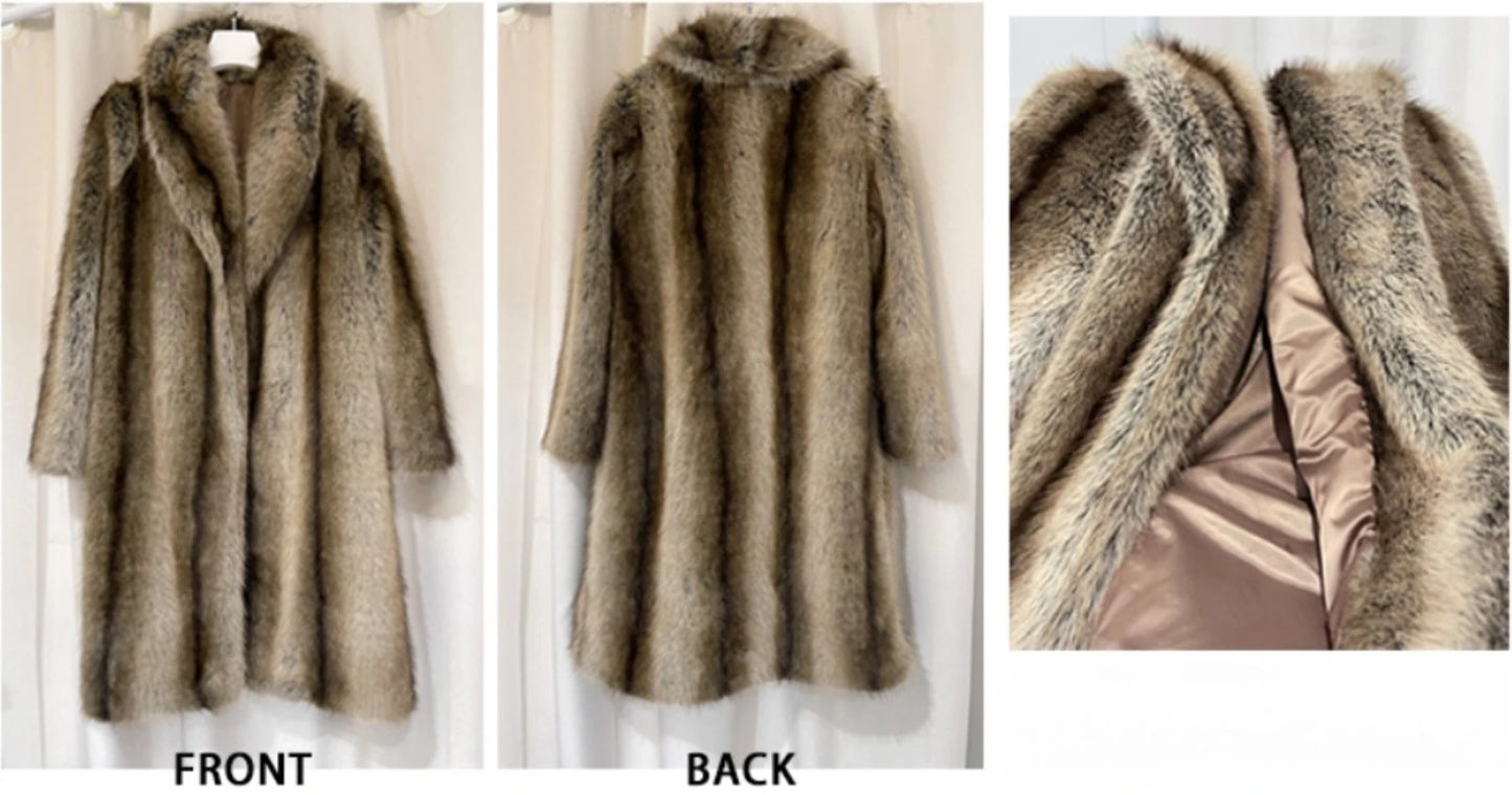 Cappotto lungo donna in pelo sintetico – pelliccia finta morbida, over-fit e lussuoso per inverno 2025